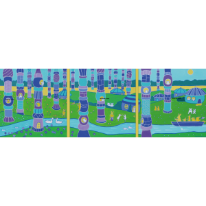 schilderij drieluik pilarenbos